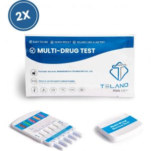 Telano® Multi Drugstest Urine Test op 10 Soorten Drugs - Cannabis THC - Cocaïne - Speed - Ecstasy - Ketaminen - Metamfetamines - Heroïne - Benzodiazepinen - Methadon - Slaapmiddelen - 2 stuks