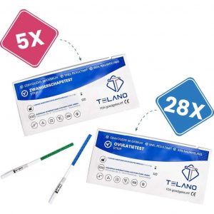 Telano Zwangerschapstest 5 stuks Extra Vroeg - 28 stuks Ovulatietest Gevoelig - Strips - Dipstick