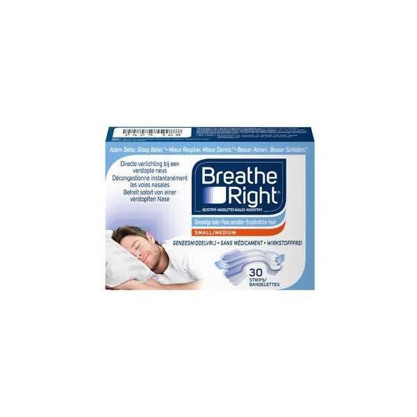 Breathe Right Neusstrips sensitive small/medium gevoelige huid 30 Stuks