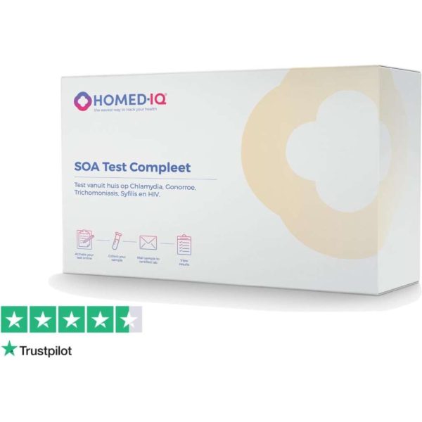 Homed-IQ - SOA Test voor vrouwen - Test op: HIV, Chlamydia, Gonorroe, Trichomonas en Syfilis - Laboratorium Test