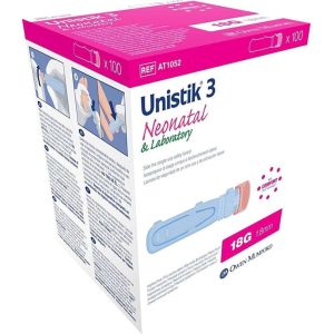 unistik 3 veiligheidslancet neonatal laboratory 100 stuks bloedglucose meten gratis naaldencontainer